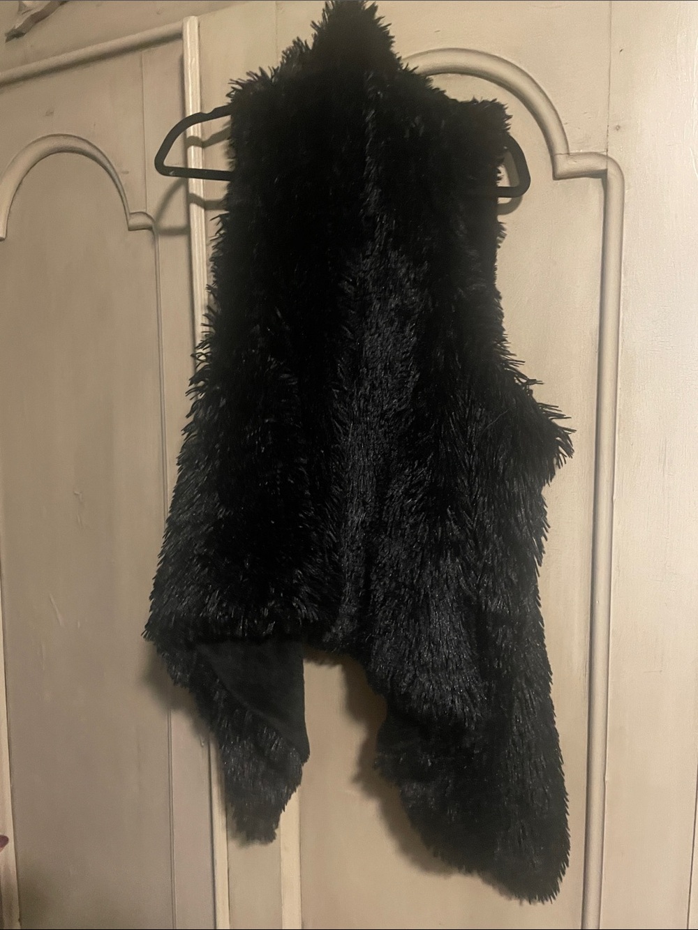 Kensie Black Faux Fur Drape Vest